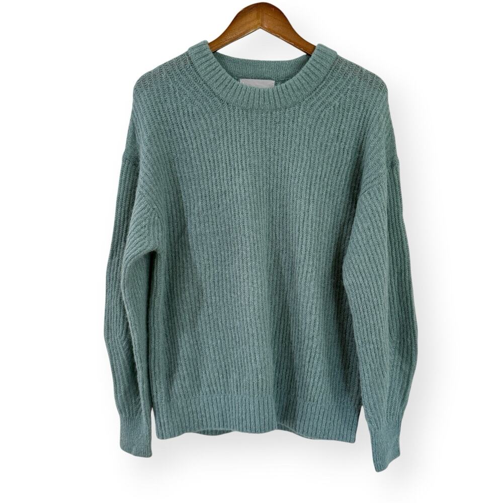 EVERLANE Alpaca Wool Cocoon Crew Oversized Sweater M Sage Green Cozy Soft Knit